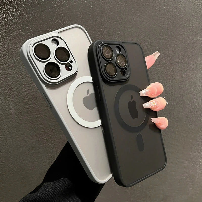 Luxury Matte Armor for Magsafe Magnetic Wireless Charging Case for Iphone 11 12 13 14 15 16 Pro Max plus Shockproof Hard Cover