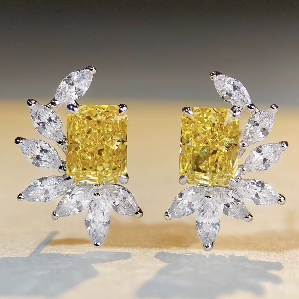 Luxury White Gold Solid Platinum PT950 Earrings for Women Raydean Earrings Ice Flower Cut Diamond Earrings