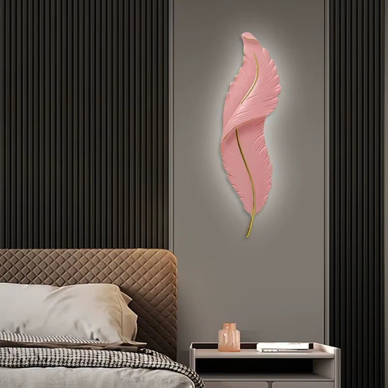 Luxury Feather Wall Lamp, Minimalist Creative Sconce for Bedroom, Hallway, Living Room Decor