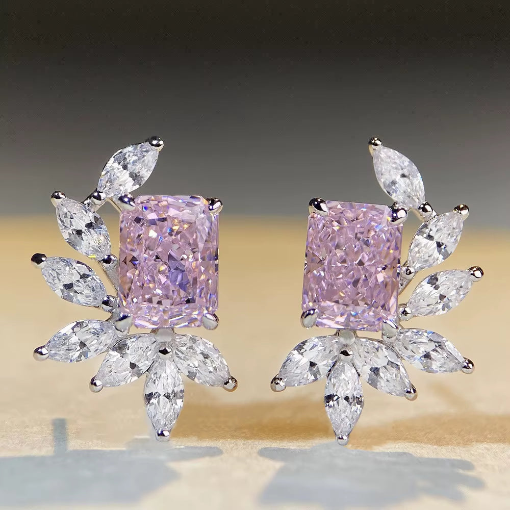 Luxury White Gold Solid Platinum PT950 Earrings for Women Raydean Earrings Ice Flower Cut Diamond Earrings