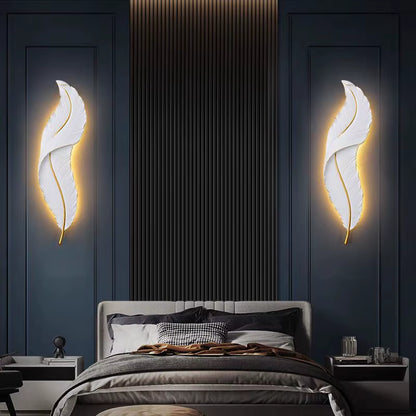 Luxury Feather Wall Lamp, Minimalist Creative Sconce for Bedroom, Hallway, Living Room Decor