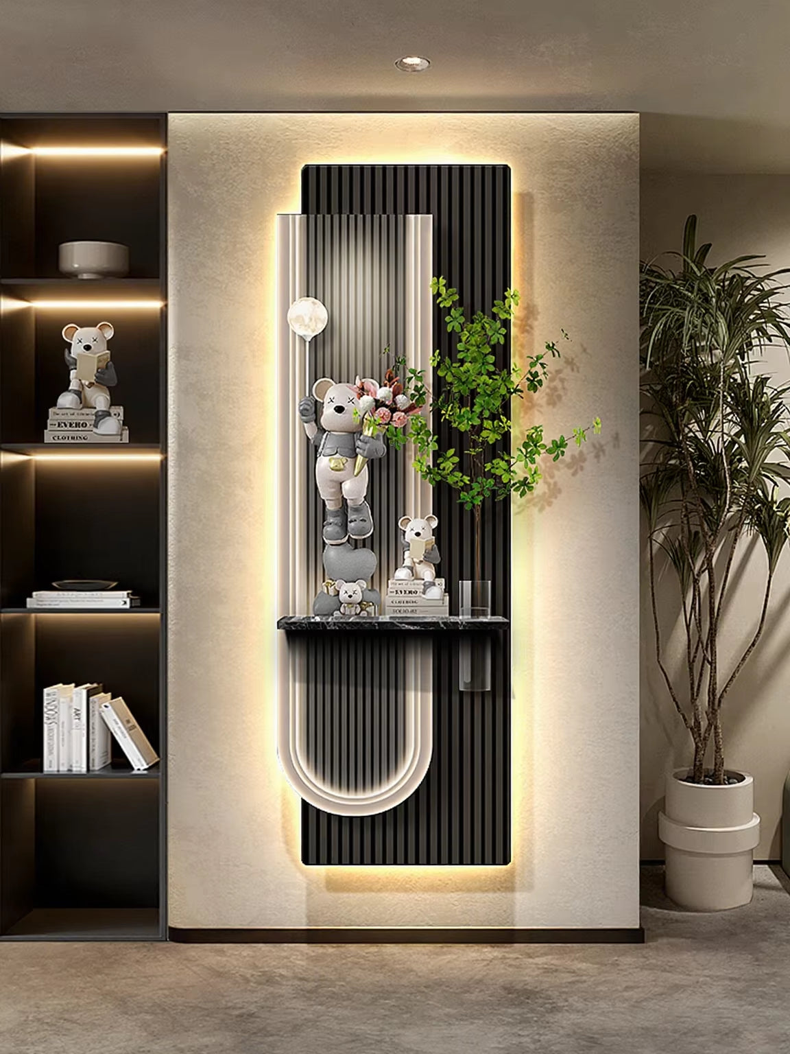Light Luxury Violent Bear Decoration Painting Hydroponic Green Plants Entrance Corridors Hanging Paintings Door Murals Lights