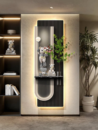 Light Luxury Violent Bear Decoration Painting Hydroponic Green Plants Entrance Corridors Hanging Paintings Door Murals Lights