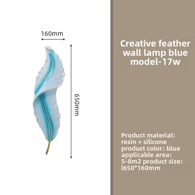 Luxury Feather Wall Lamp, Minimalist Creative Sconce for Bedroom, Hallway, Living Room Decor