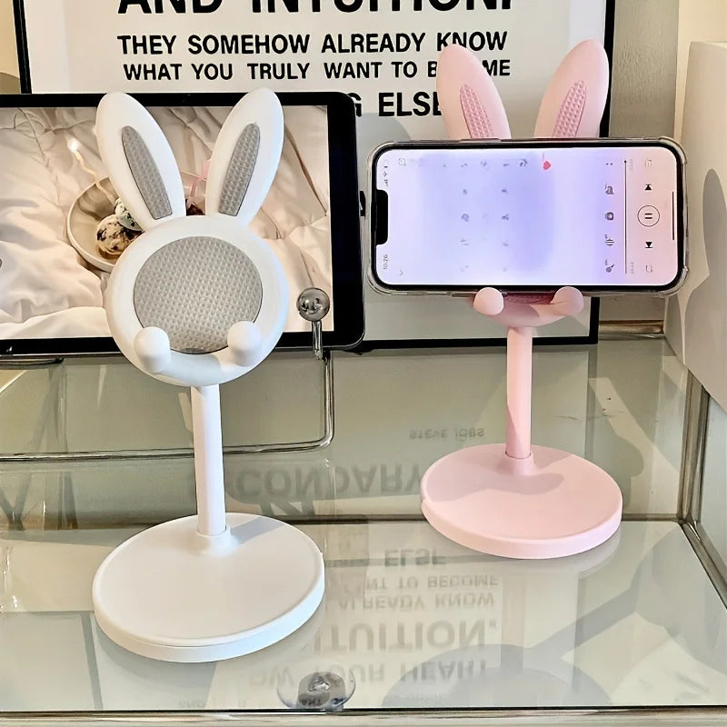 Cute Cartoon Bunny Phone Stand - Adjustable & Compatible with Iphone, Kindle, Ipad, Switch, Tablet & More!
