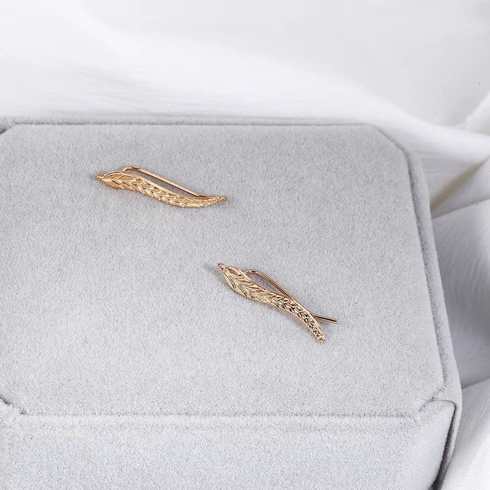 New Fashion Jewelry Leaf Stud Earrings for Women 2024 Hot Sale 1 Pair Ear Cuff Gold-Color Earring Wholesale