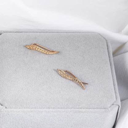 New Fashion Jewelry Leaf Stud Earrings for Women 2024 Hot Sale 1 Pair Ear Cuff Gold-Color Earring Wholesale