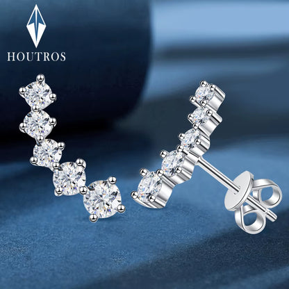 Real D Color Moissanite Diamond Earrings GRA Certified 925 Sterling Silver Sparkling Smile Stud Earrings for Women Jewelry Gift