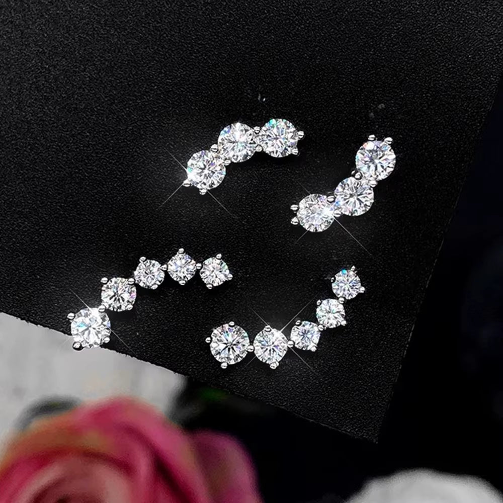 Real D Color Moissanite Diamond Earrings GRA Certified 925 Sterling Silver Sparkling Smile Stud Earrings for Women Jewelry Gift