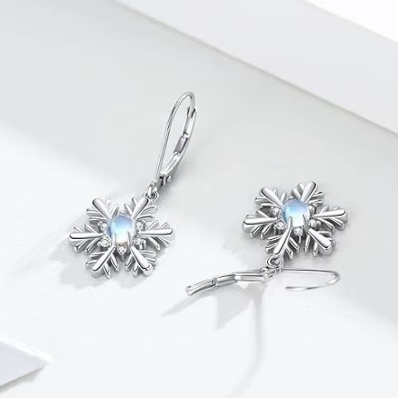 Chic Snowflake Drop Earrings for Women Charming 925 Sterling Silver Ear Accessories Exquisite Gorgeous Christmas Jewelry