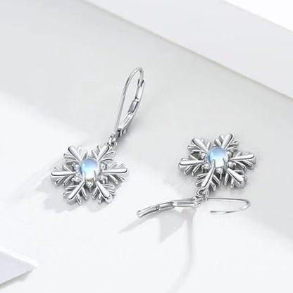 Chic Snowflake Drop Earrings for Women Charming 925 Sterling Silver Ear Accessories Exquisite Gorgeous Christmas Jewelry