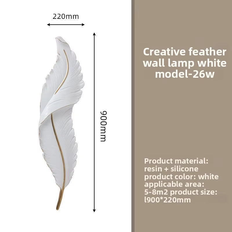 Luxury Feather Wall Lamp, Minimalist Creative Sconce for Bedroom, Hallway, Living Room Decor