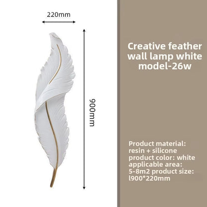 Luxury Feather Wall Lamp, Minimalist Creative Sconce for Bedroom, Hallway, Living Room Decor