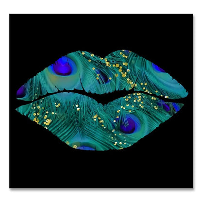 Scandinavian Classic Wall Art Golden Luxury Lips Leaves HD Canvas Poster Oil Painting Print Home Bedroom Living Room Decoration