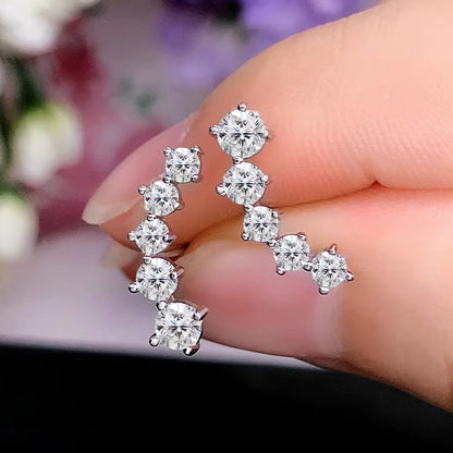 Real D Color Moissanite Diamond Earrings GRA Certified 925 Sterling Silver Sparkling Smile Stud Earrings for Women Jewelry Gift