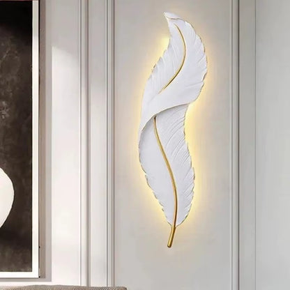 Luxury Feather Wall Lamp, Minimalist Creative Sconce for Bedroom, Hallway, Living Room Decor