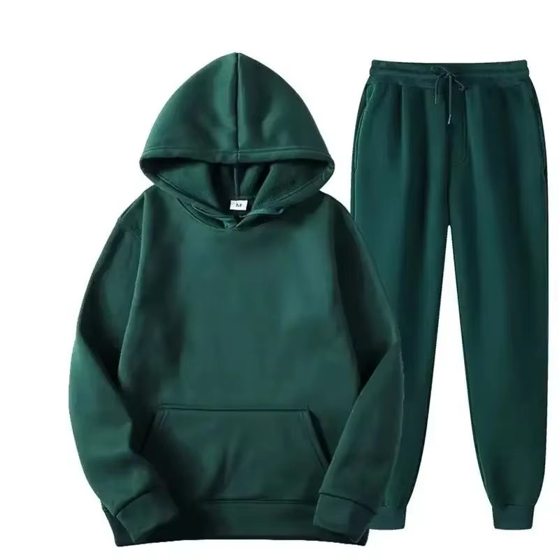 2024 Winter Hoodie Sets Men Fashion Red Hoodies Black Brand Pants Casual Jogger Suit Tracksuit Sweatshirt Woman Pullover