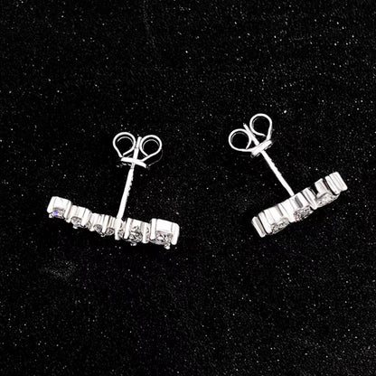 Real D Color Moissanite Diamond Earrings GRA Certified 925 Sterling Silver Sparkling Smile Stud Earrings for Women Jewelry Gift