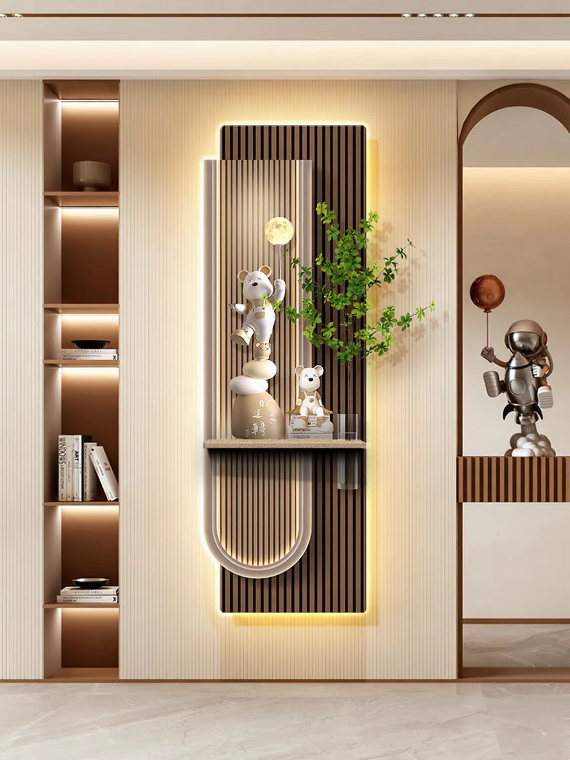 Light Luxury Violent Bear Decoration Painting Hydroponic Green Plants Entrance Corridors Hanging Paintings Door Murals Lights