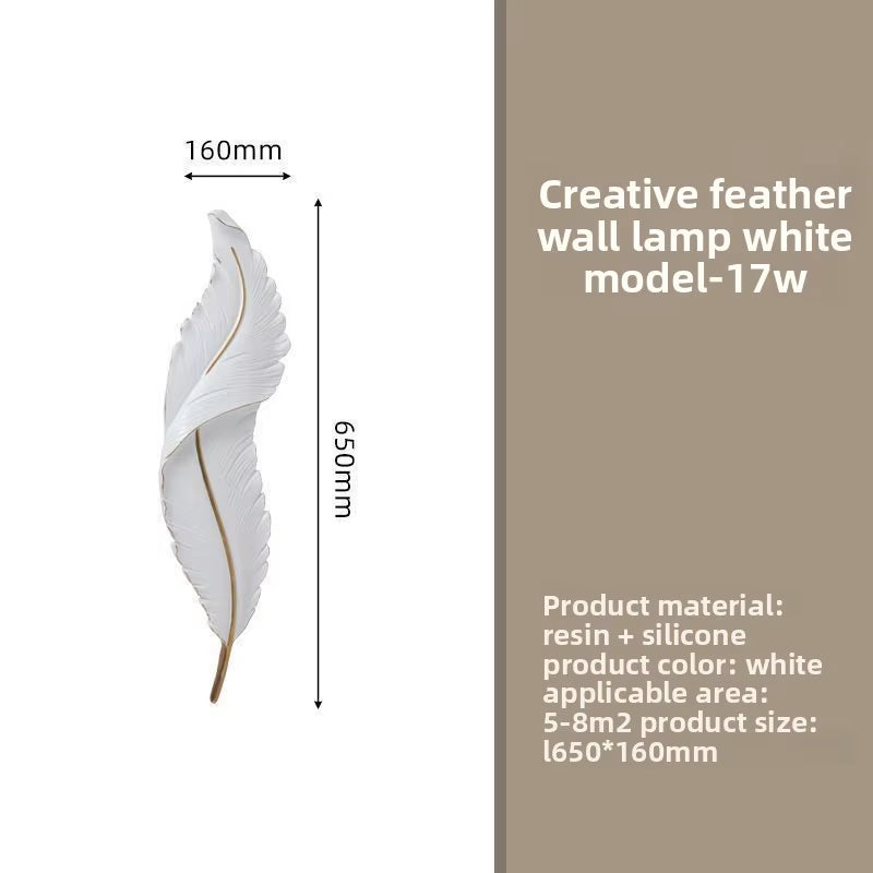 Luxury Feather Wall Lamp, Minimalist Creative Sconce for Bedroom, Hallway, Living Room Decor