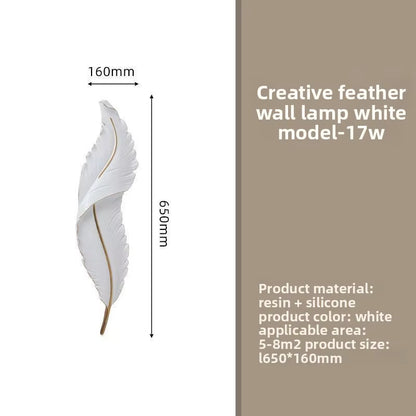 Luxury Feather Wall Lamp, Minimalist Creative Sconce for Bedroom, Hallway, Living Room Decor