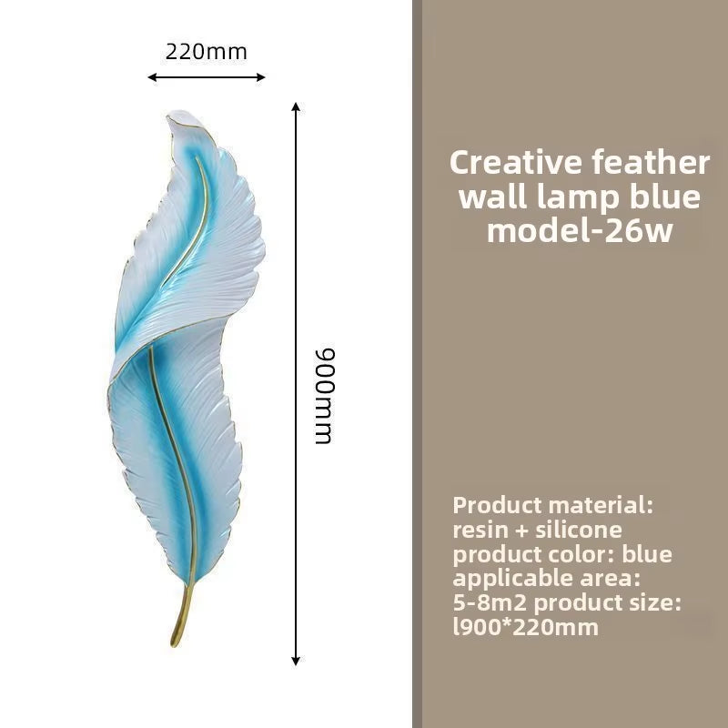 Luxury Feather Wall Lamp, Minimalist Creative Sconce for Bedroom, Hallway, Living Room Decor