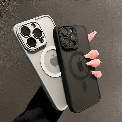Luxury Matte Armor for Magsafe Magnetic Wireless Charging Case for Iphone 11 12 13 14 15 16 Pro Max plus Shockproof Hard Cover