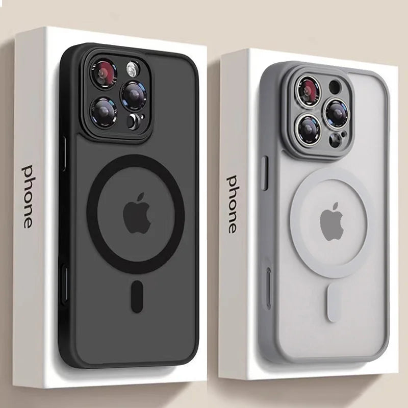 Luxury Matte Armor for Magsafe Magnetic Wireless Charging Case for Iphone 11 12 13 14 15 16 Pro Max plus Shockproof Hard Cover