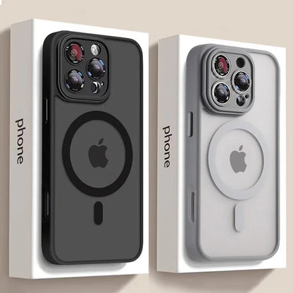 Luxury Matte Armor for Magsafe Magnetic Wireless Charging Case for Iphone 11 12 13 14 15 16 Pro Max plus Shockproof Hard Cover