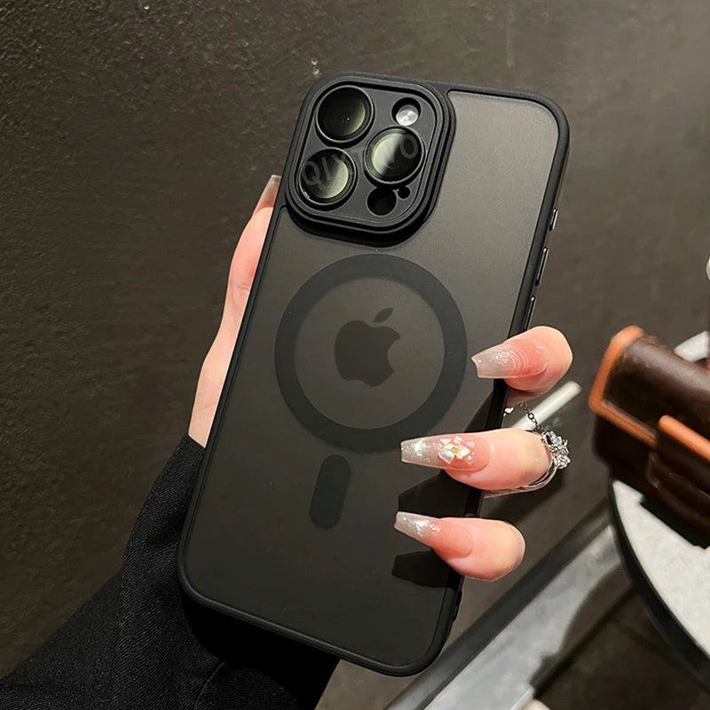 Luxury Matte Armor for Magsafe Magnetic Wireless Charging Case for Iphone 11 12 13 14 15 16 Pro Max plus Shockproof Hard Cover