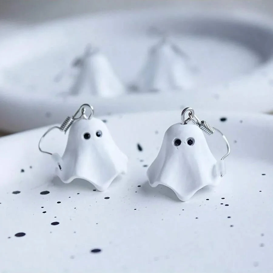 Cute Halloween Ghost Drop Earrings for Women Girls Fashion Little Ghost Ear Drop Birthday Party Jewelry Accessories Gift