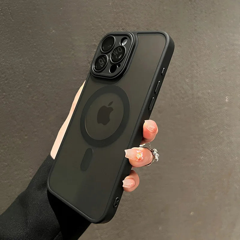 Luxury Matte Armor for Magsafe Magnetic Wireless Charging Case for Iphone 11 12 13 14 15 16 Pro Max plus Shockproof Hard Cover