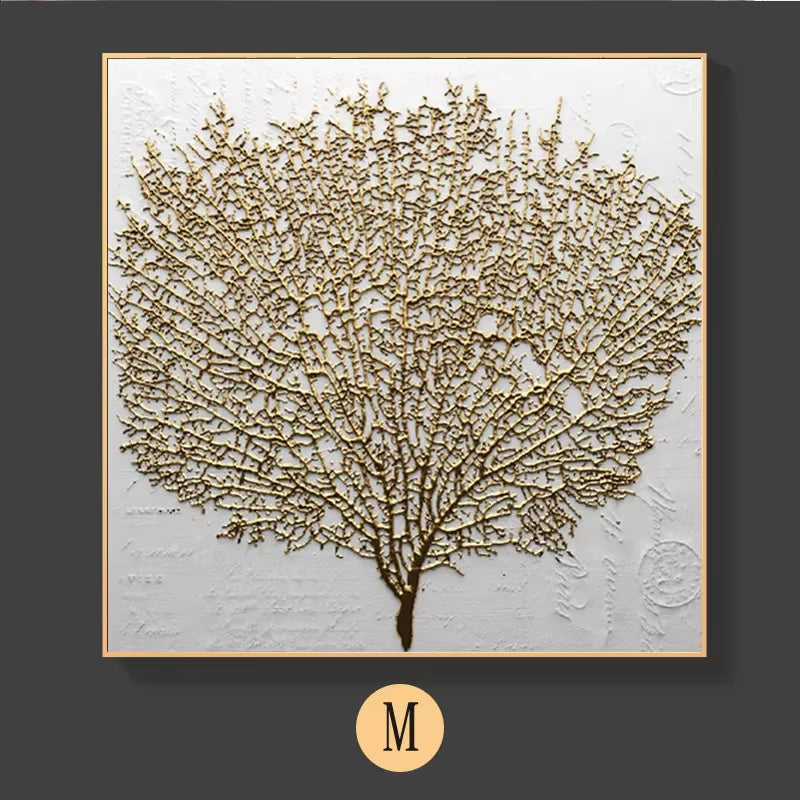 Scandinavian Classic Wall Art Golden Luxury Lips Leaves HD Canvas Poster Oil Painting Print Home Bedroom Living Room Decoration