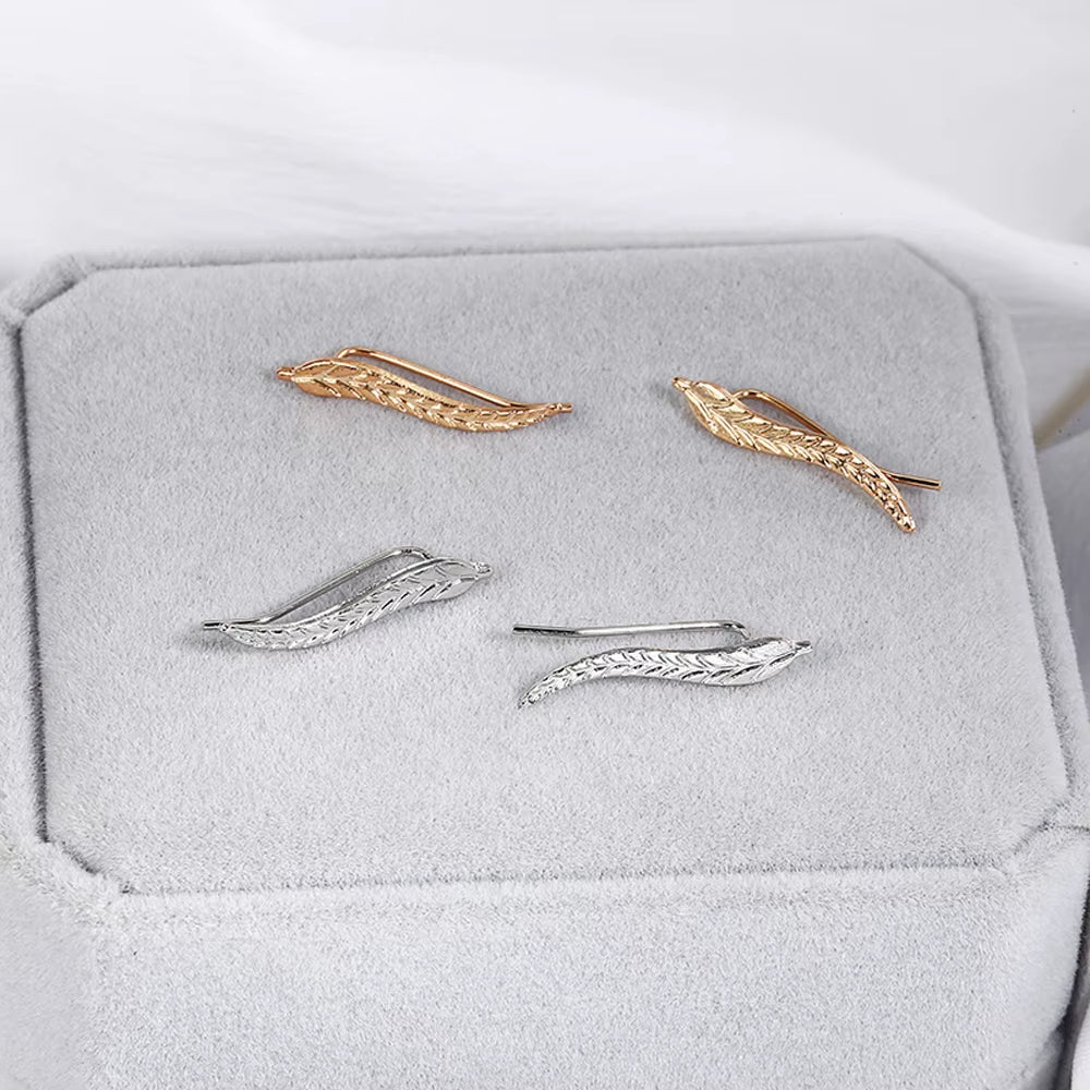 New Fashion Jewelry Leaf Stud Earrings for Women 2024 Hot Sale 1 Pair Ear Cuff Gold-Color Earring Wholesale