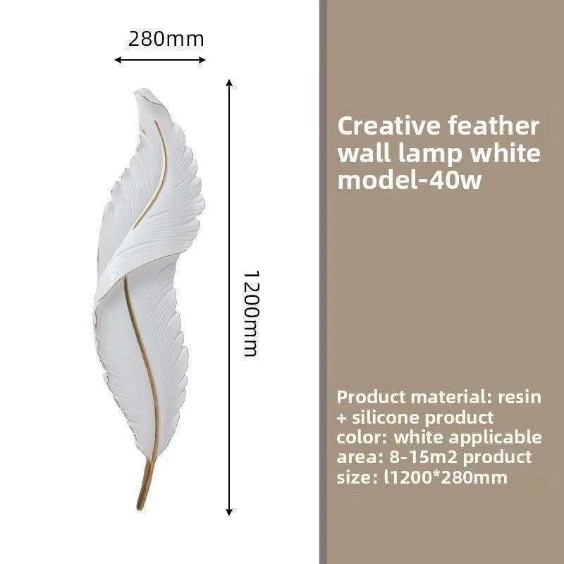 Luxury Feather Wall Lamp, Minimalist Creative Sconce for Bedroom, Hallway, Living Room Decor