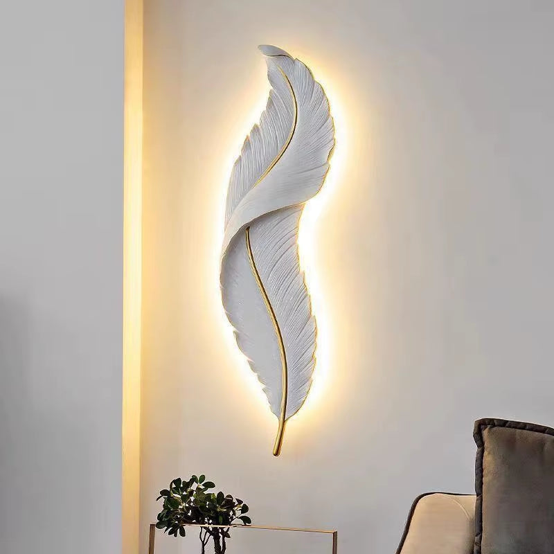 Luxury Feather Wall Lamp, Minimalist Creative Sconce for Bedroom, Hallway, Living Room Decor