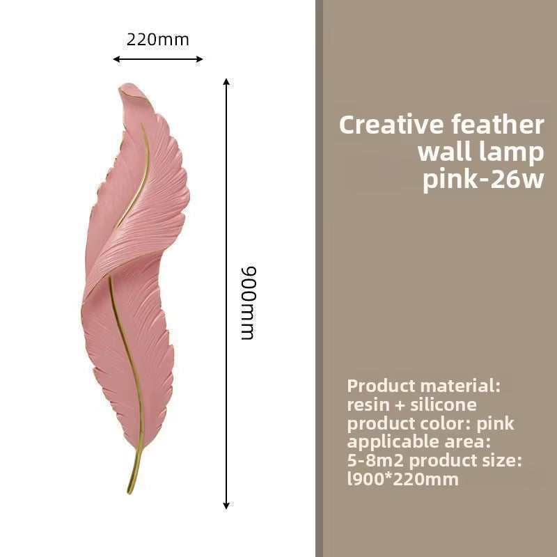 Luxury Feather Wall Lamp, Minimalist Creative Sconce for Bedroom, Hallway, Living Room Decor