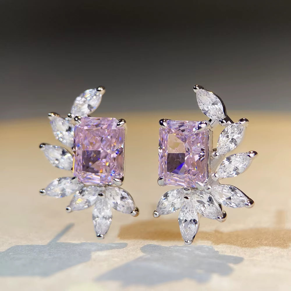 Luxury White Gold Solid Platinum PT950 Earrings for Women Raydean Earrings Ice Flower Cut Diamond Earrings