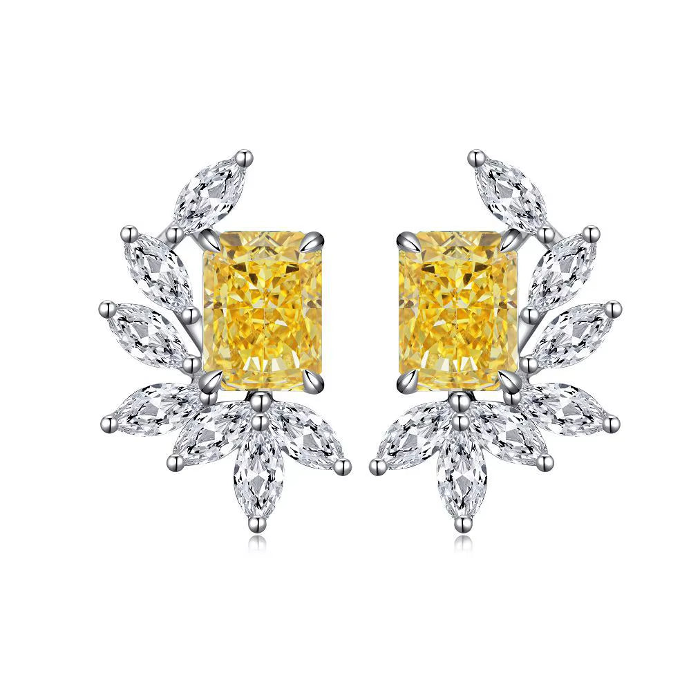 Luxury White Gold Solid Platinum PT950 Earrings for Women Raydean Earrings Ice Flower Cut Diamond Earrings