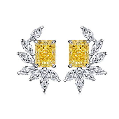 Luxury White Gold Solid Platinum PT950 Earrings for Women Raydean Earrings Ice Flower Cut Diamond Earrings