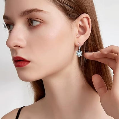 Chic Snowflake Drop Earrings for Women Charming 925 Sterling Silver Ear Accessories Exquisite Gorgeous Christmas Jewelry