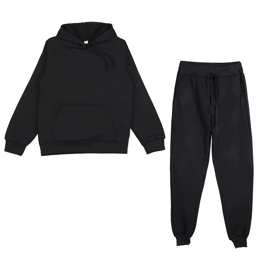 2024 Winter Hoodie Sets Men Fashion Red Hoodies Black Brand Pants Casual Jogger Suit Tracksuit Sweatshirt Woman Pullover