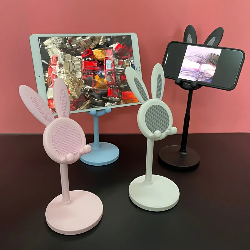 Cute Cartoon Bunny Phone Stand - Adjustable & Compatible with Iphone, Kindle, Ipad, Switch, Tablet & More!