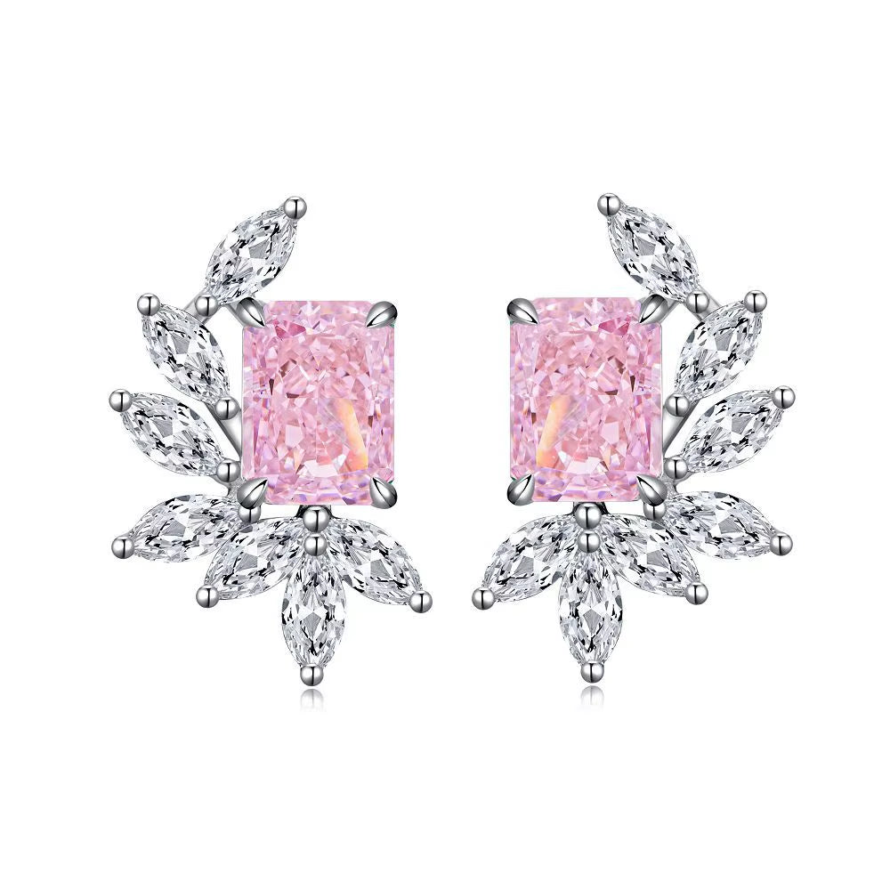 Luxury White Gold Solid Platinum PT950 Earrings for Women Raydean Earrings Ice Flower Cut Diamond Earrings