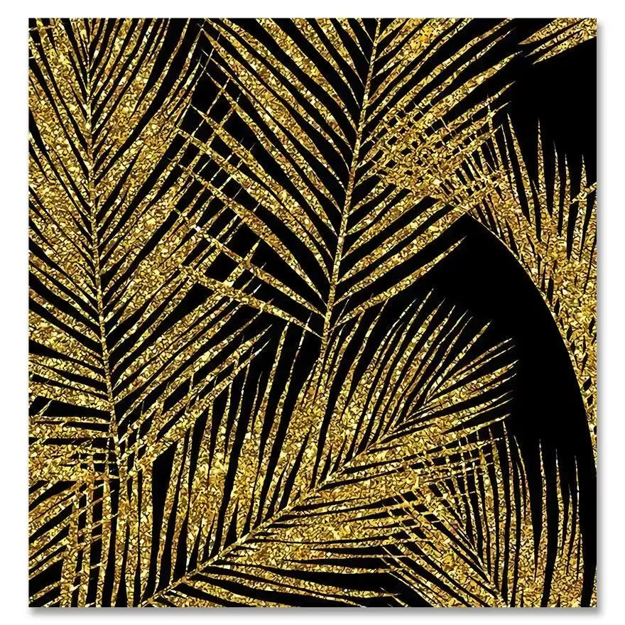 Scandinavian Classic Wall Art Golden Luxury Lips Leaves HD Canvas Poster Oil Painting Print Home Bedroom Living Room Decoration