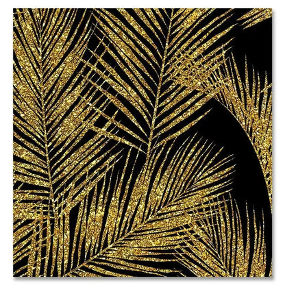 Scandinavian Classic Wall Art Golden Luxury Lips Leaves HD Canvas Poster Oil Painting Print Home Bedroom Living Room Decoration