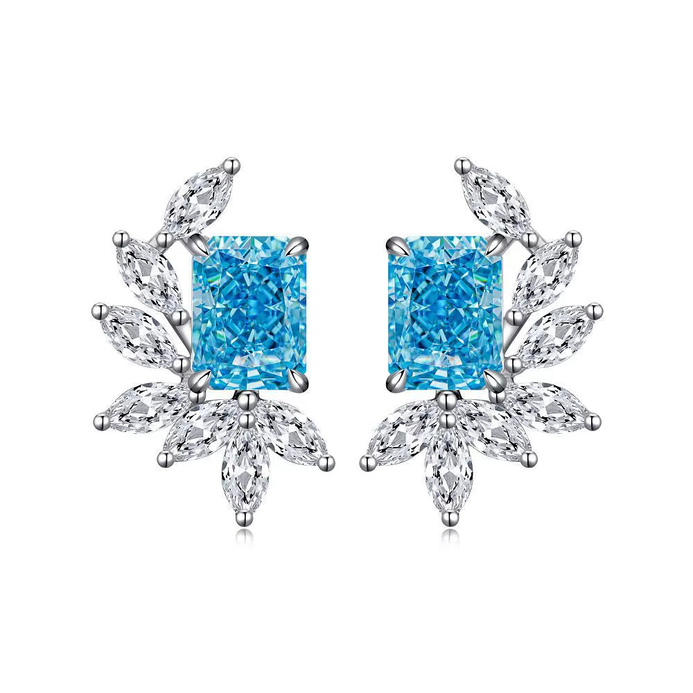 Luxury White Gold Solid Platinum PT950 Earrings for Women Raydean Earrings Ice Flower Cut Diamond Earrings