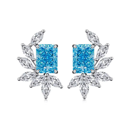 Luxury White Gold Solid Platinum PT950 Earrings for Women Raydean Earrings Ice Flower Cut Diamond Earrings