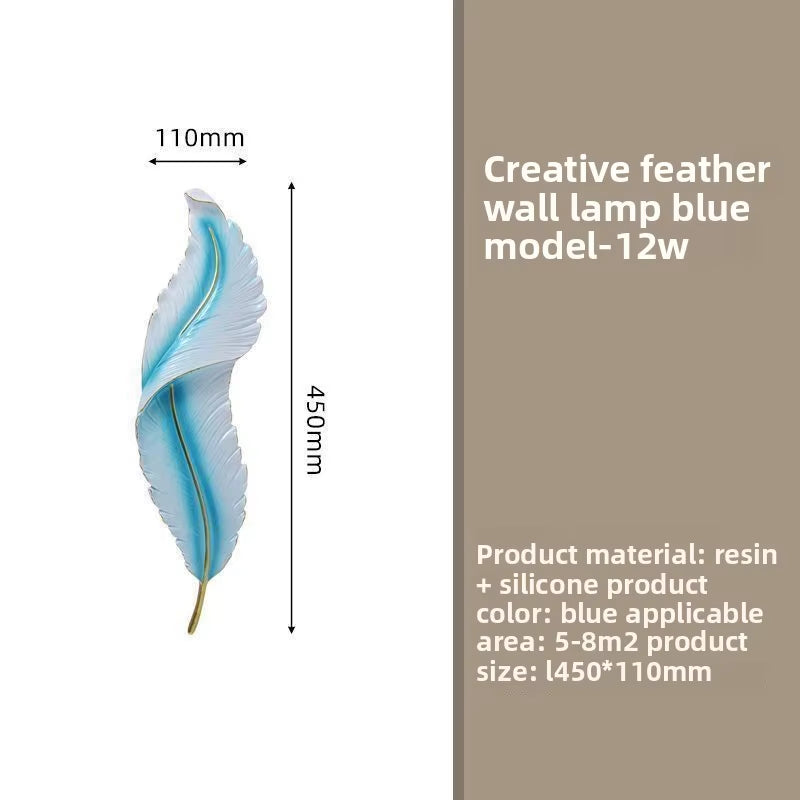 Luxury Feather Wall Lamp, Minimalist Creative Sconce for Bedroom, Hallway, Living Room Decor