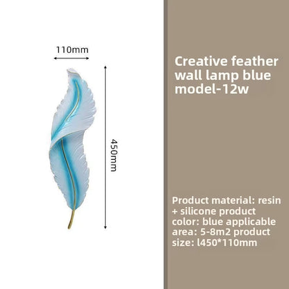 Luxury Feather Wall Lamp, Minimalist Creative Sconce for Bedroom, Hallway, Living Room Decor